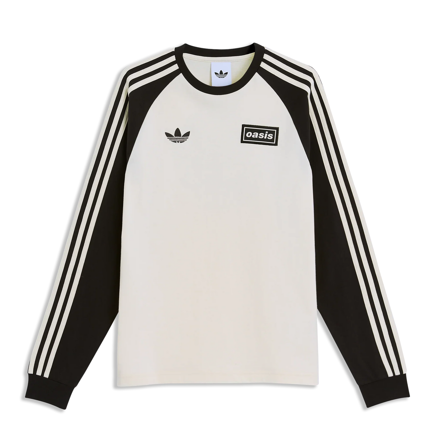 Oasis - Live '25-  3 Stripes Long Sleeve T-Shirt Cream/Black