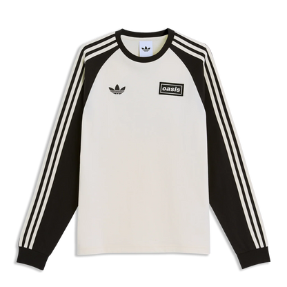 Oasis - Live '25-  3 Stripes Long Sleeve T-Shirt Cream/Black