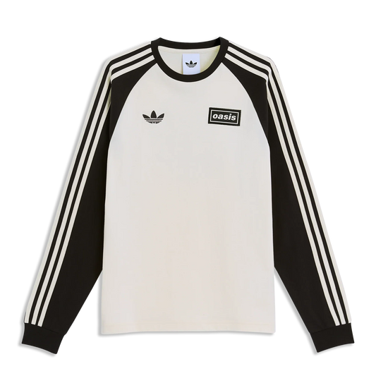 Oasis - Live '25-  3 Stripes Long Sleeve T-Shirt Cream/Black