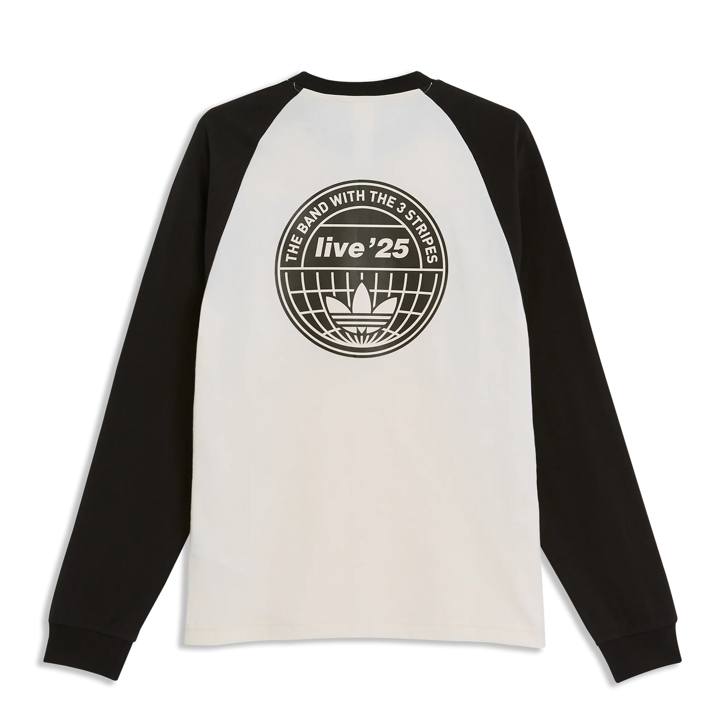 Oasis - Live '25-  3 Stripes Long Sleeve T-Shirt Cream/Black
