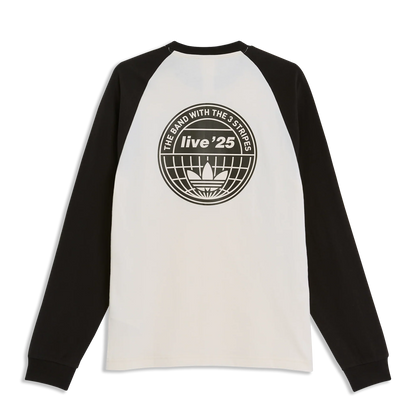 Oasis - Live '25-  3 Stripes Long Sleeve T-Shirt Cream/Black