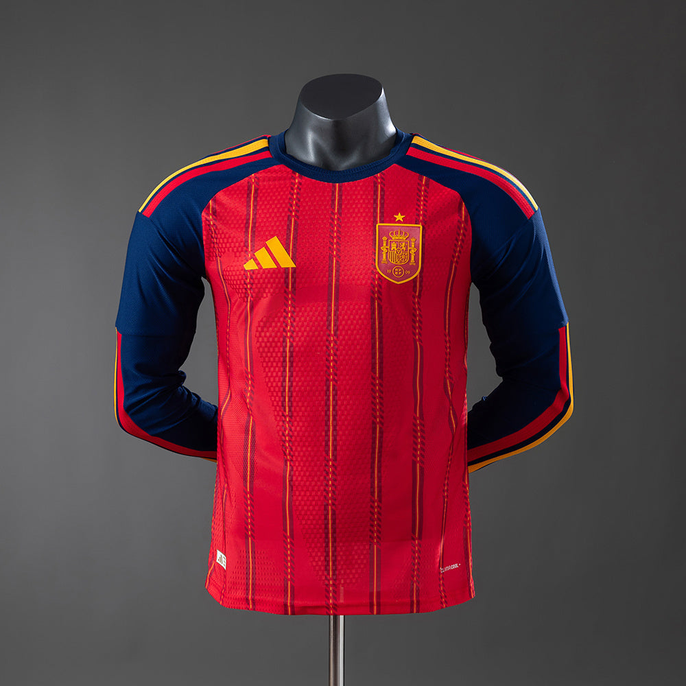 Spain 2026 Long Sleeve Home Authentic Match Jersey Player [Slim Fit]