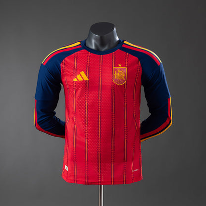 Spain 2026 Long Sleeve Home Authentic Match Jersey Player [Slim Fit]