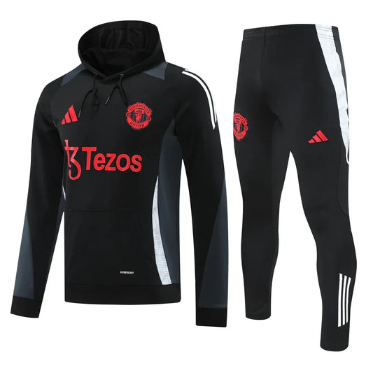 MANCHESTER UNITED 2024/25 BLACK/WHITE HOODED SET