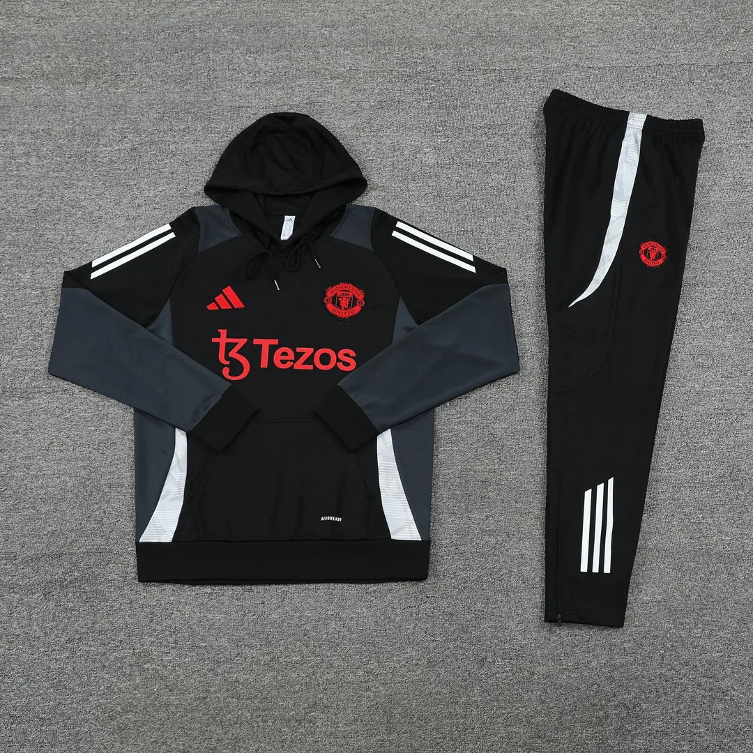 MANCHESTER UNITED 2024/25 BLACK/WHITE HOODED SET
