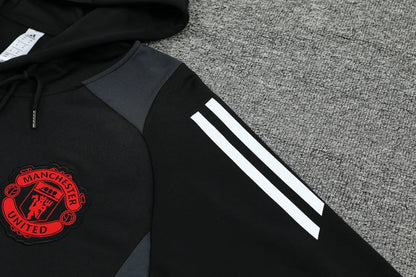 MANCHESTER UNITED 2024/25 BLACK/WHITE HOODED SET
