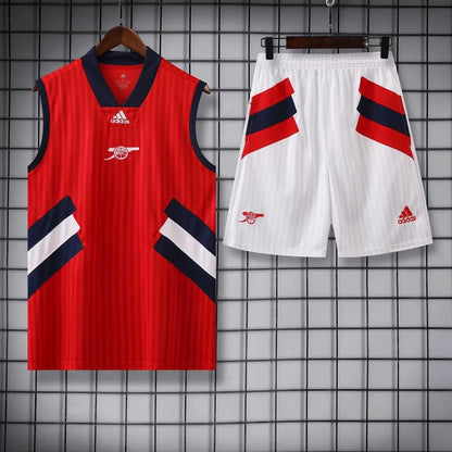 Arsenal Kit Training Red And White 2023/24 Jersey + Shorts - No Sleeve (Cópia)