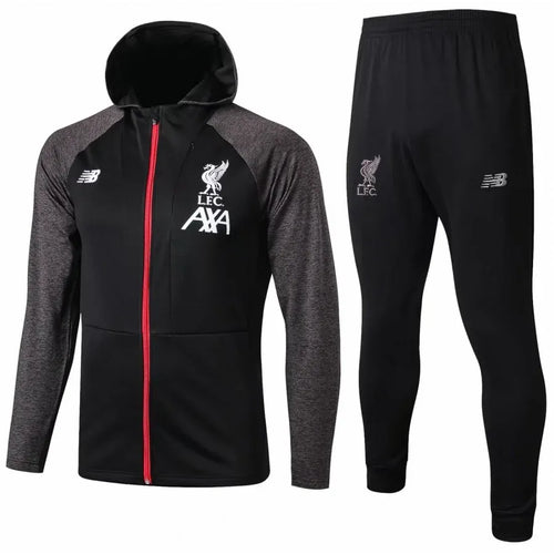 OFFICIAL LIVERPOOL 2019/2020 HOODED TRAINING KIT - BLACK