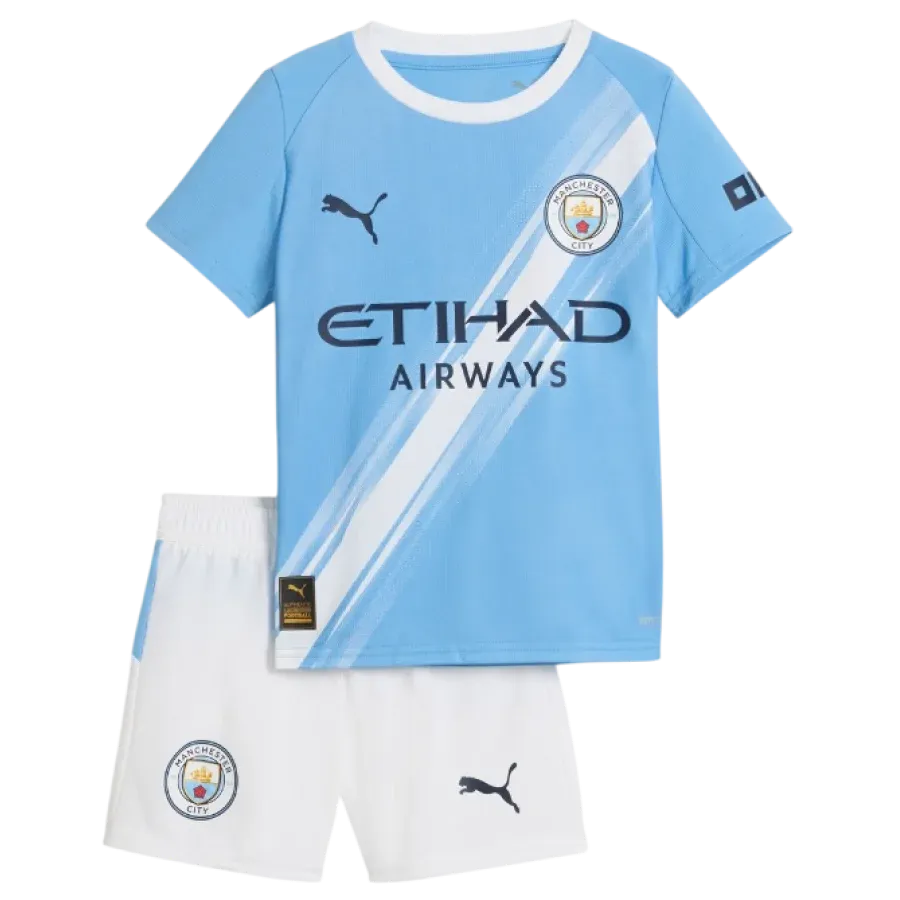 Kids Manchester City Home Kit 2025/2026 - White Blue