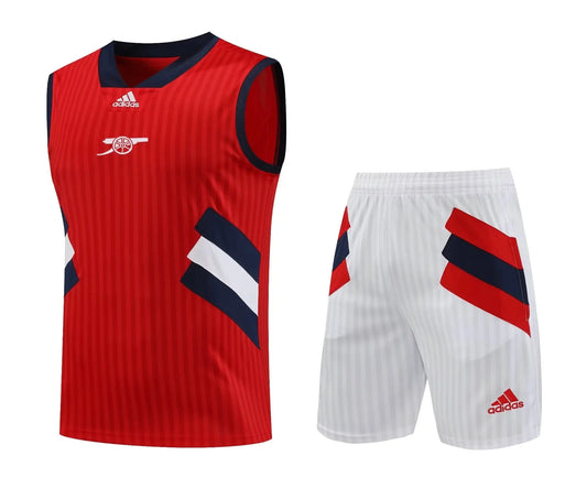 Arsenal Kit Training Red And White 2023/24 Jersey + Shorts - No Sleeve (Cópia)