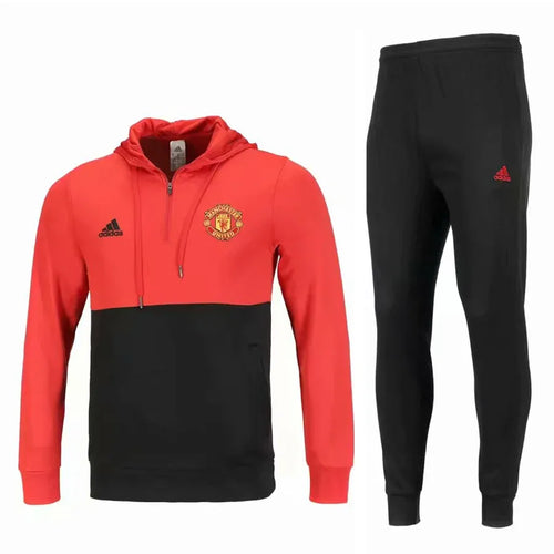 MANCHESTER UNITED 2018/2019 HOODED TRAINING KIT RED AND BLACK