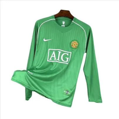 MANCHESTER UNITED 2007/08 GREEN GOALKEEPER LONG SLEEVES RETRO JERSEY